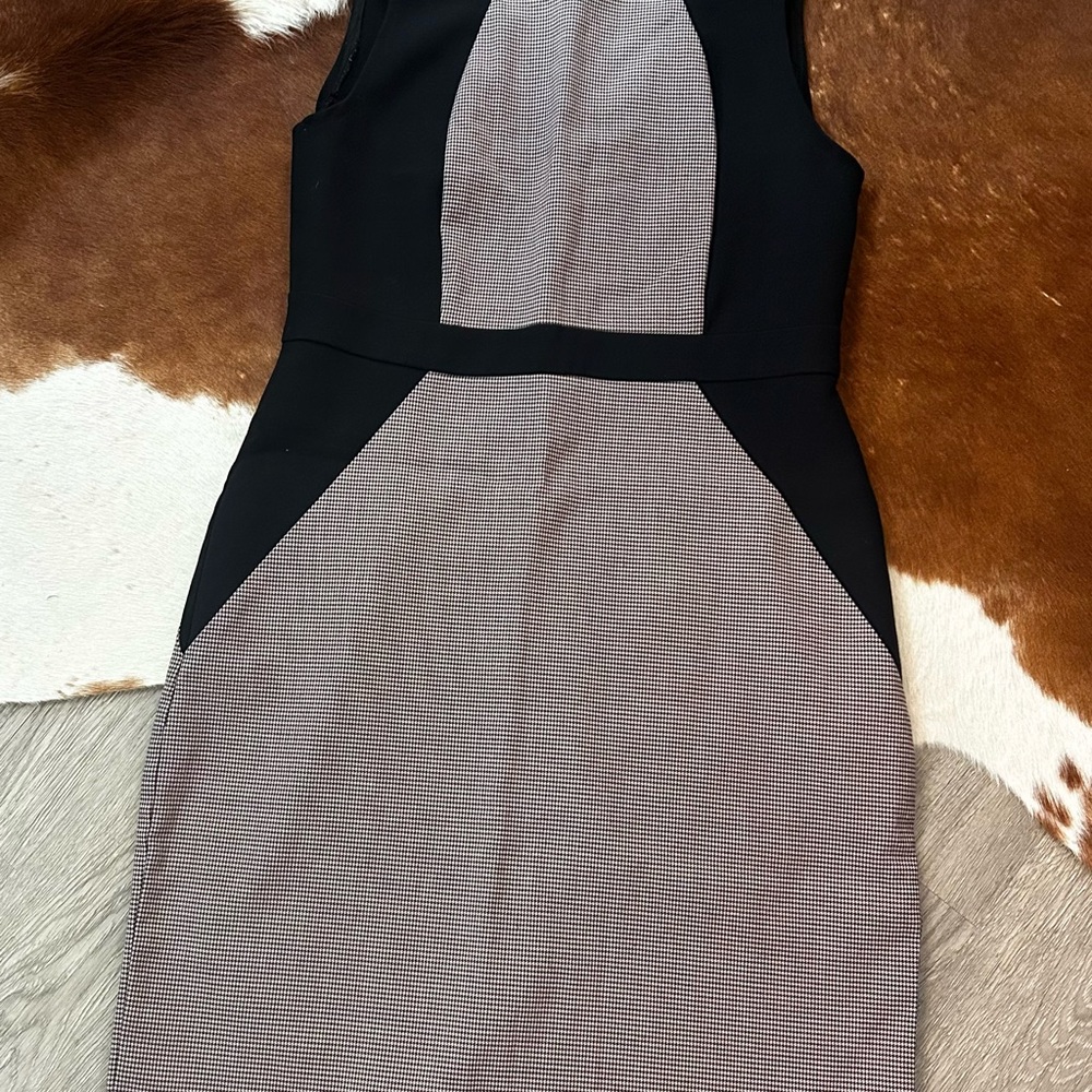 Ann Taylor Color Block Houndstooth Career Dress, zero petite.